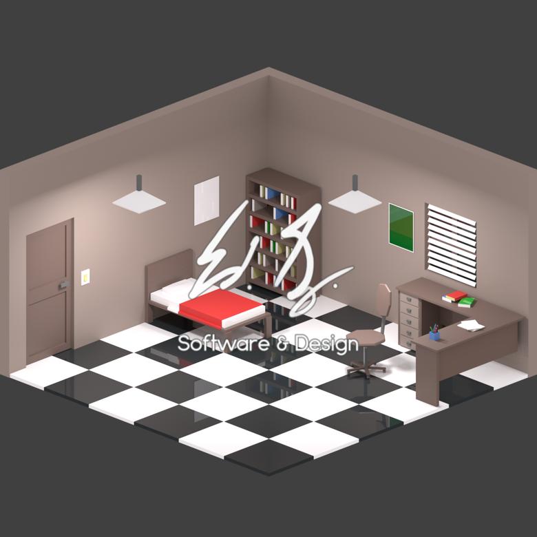 Isometric bedroom design